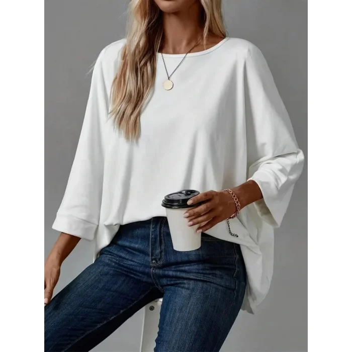 Kadın Truvakar Kollu Bisiklet Yaka Viskon Bluz