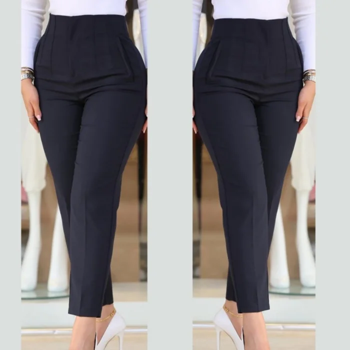 Kadın üste Oturan Paçası Bilek üzerinde Biten Krep Kumaş Kumaş Pantolon 36 (S) - 50 (5XL)