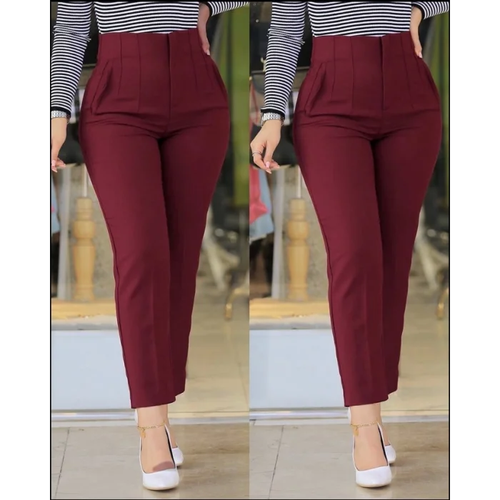 Kadın üste Oturan Paçası Bilek üzerinde Biten Atlas Kumaş Pantolon 36 (S) - 48 (4XL)