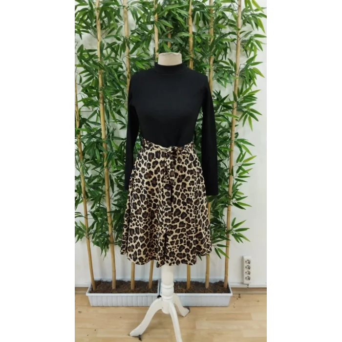 Kadın Uzun Kollu Balıkçı Yaka Belden Bağlamalı üst Kaşkorse Eteği Dalgıç Elbise