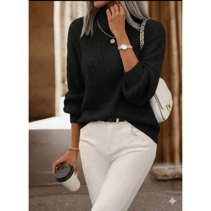 Kadın Uzun Kollu Balıkçı Yaka Triko Bluz