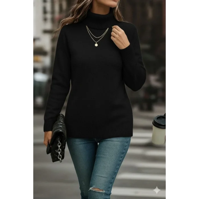 Kadın Uzun Kollu Balıkçı Yaka Triko Bluz