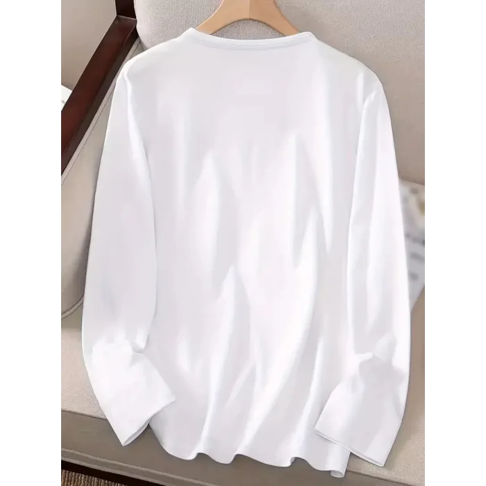 Kadın Uzun Kollu Bisiklet Yaka Ay Baskılı Viskon Bluz