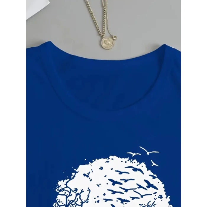 Kadın Uzun Kollu Bisiklet Yaka Ayçiçeği Desenli Viskon Bluz