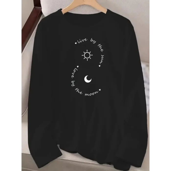 Kadın Uzun Kollu Bisiklet Yaka Desenli Viskon Bluz