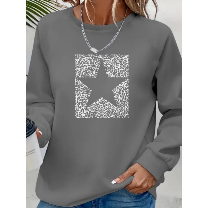 Kadın Uzun Kollu Bisiklet Yaka Desenli Viskon Iki Iplik Bluz