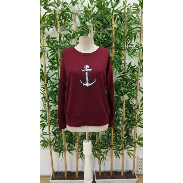 Kadın Uzun Kollu Bisiklet Yaka Desenli Viskon Iki Iplik Bluz