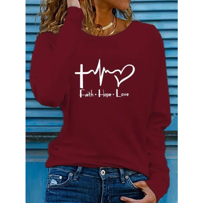 Kadın Uzun Kollu Bisiklet Yaka Desenli Vskon Bluz