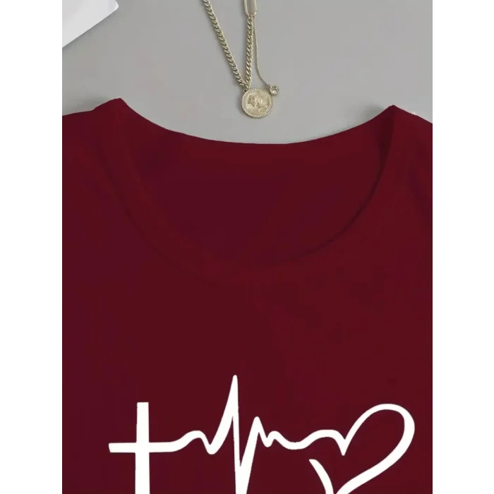 Kadın Uzun Kollu Bisiklet Yaka Desenli Vskon Bluz