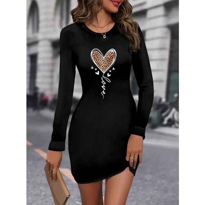 Kadın Uzun Kollu Bisiklet Yaka Kısa Viskon Iki Iplik Elbise