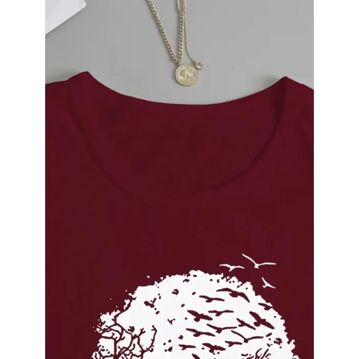 Kadın Uzun Kollu Bisiklet Yaka Kurukafa Desenli Viskon Bluz