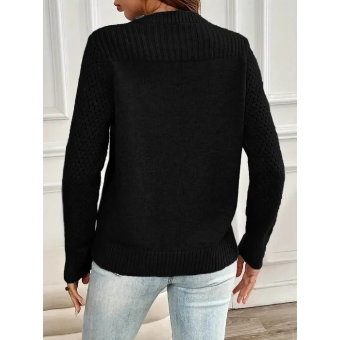 Kadın Uzun Kollu Bisiklet Yaka Triko Bluz