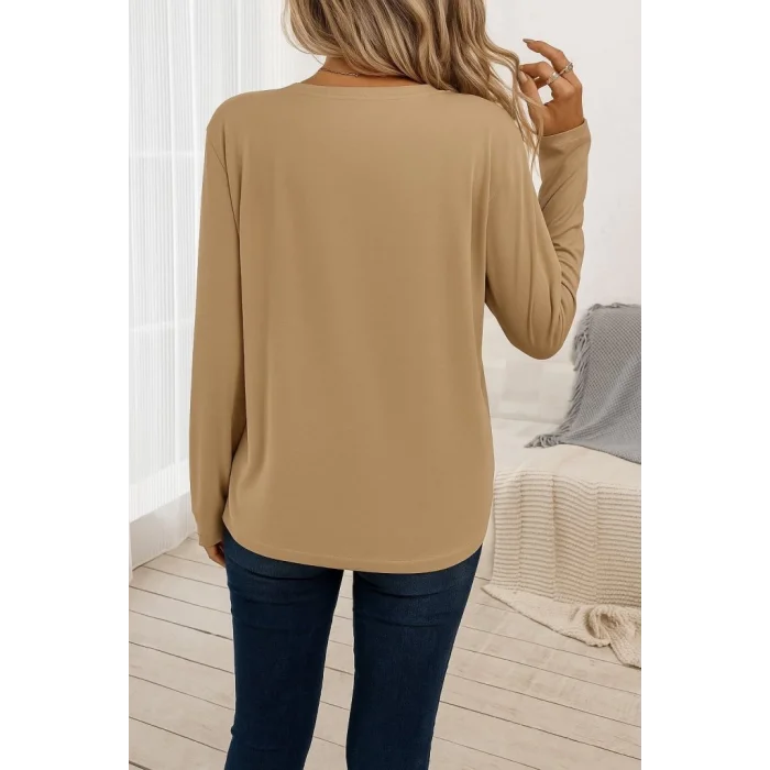 Kadın Uzun Kollu Bisiklet Yaka Viskon Bluz
