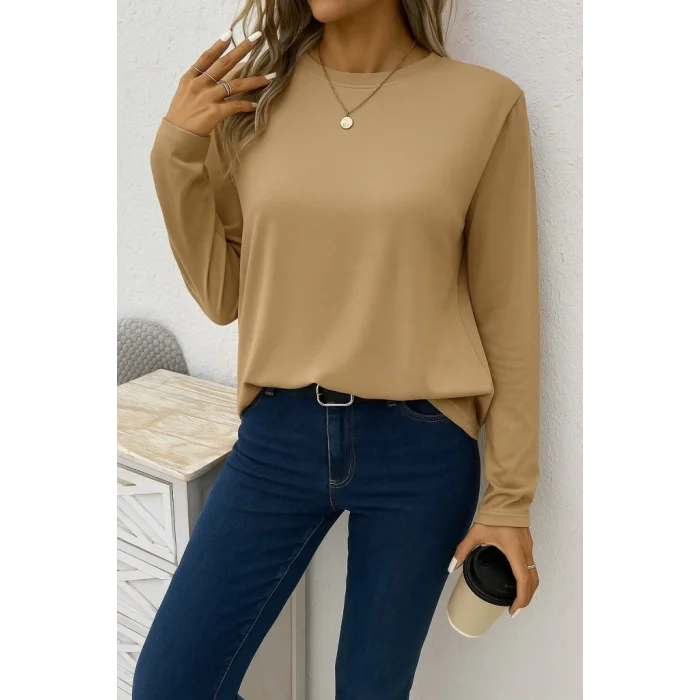 Kadın Uzun Kollu Bisiklet Yaka Viskon Bluz