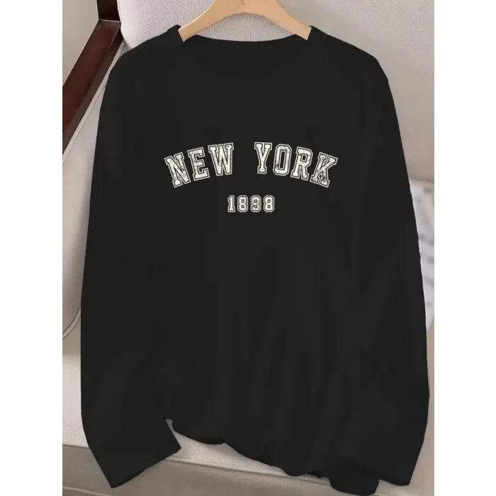 Kadın Uzun Kollu Bisiklet Yaka Yazı Baskılı Viskon Bluz