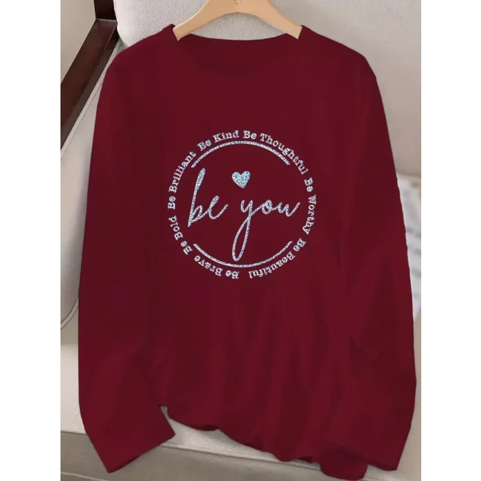 Kadın Uzun Kollu Bisiklet Yakabe Youdesenli Viskon Bluz