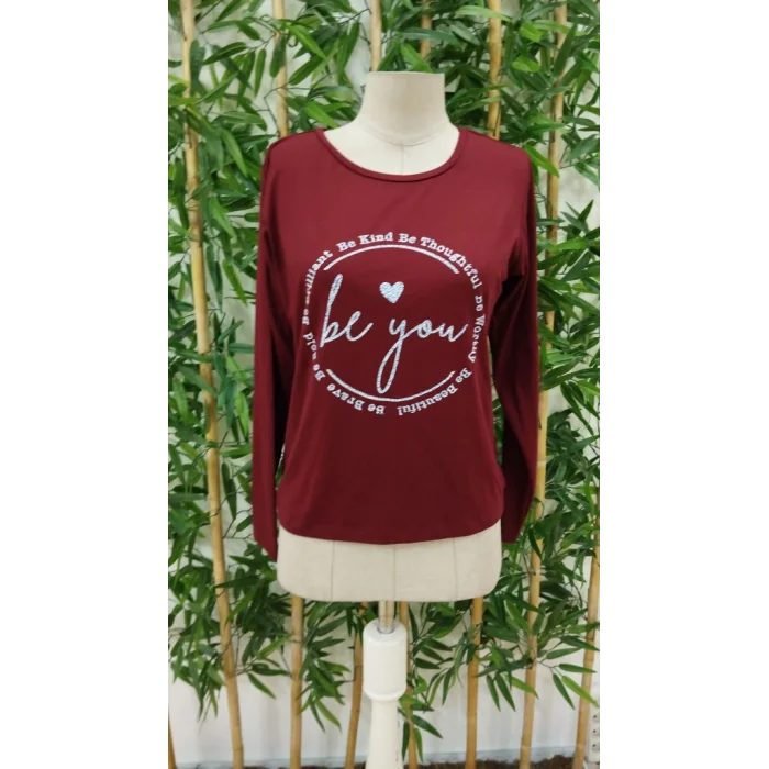 Kadın Uzun Kollu Bisiklet Yakabe Youdesenli Viskon Bluz