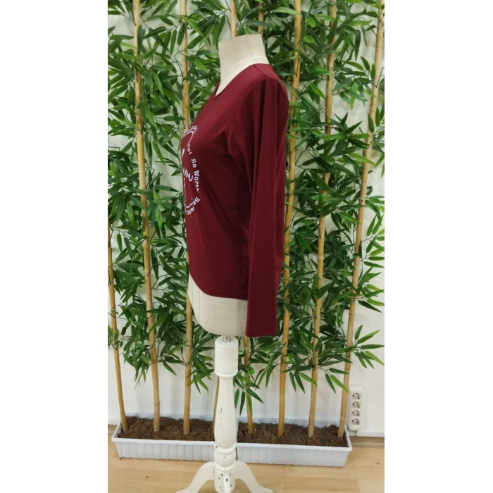 Kadın Uzun Kollu Bisiklet Yakabe Youdesenli Viskon Bluz