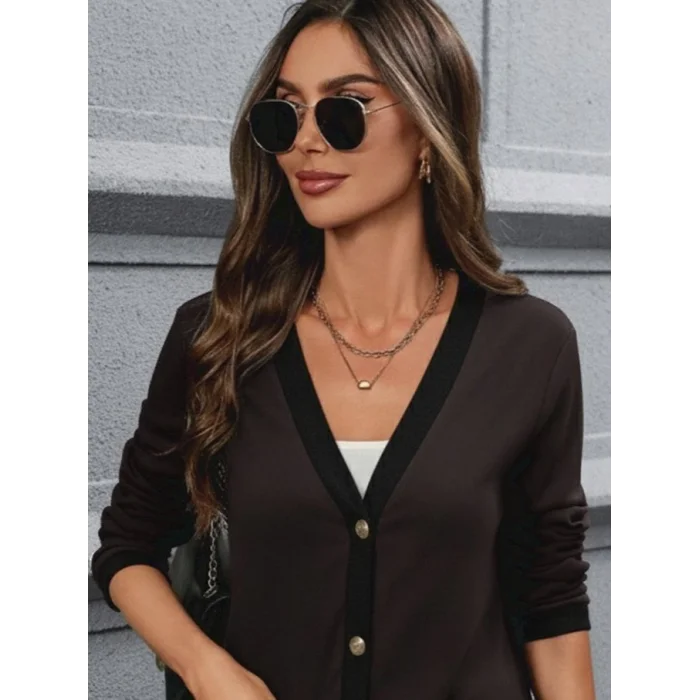 Kadın Uzun Kollu Cepli önden Düğmeli Uzun Modal Ceket Hırka