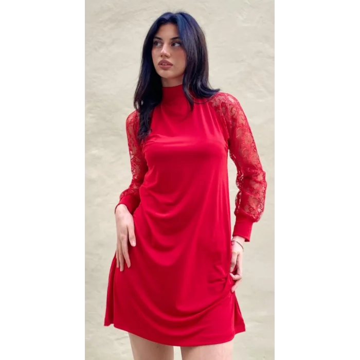 Kadın Uzun Kollu Damla Detaylı Sandy Mini Elbise