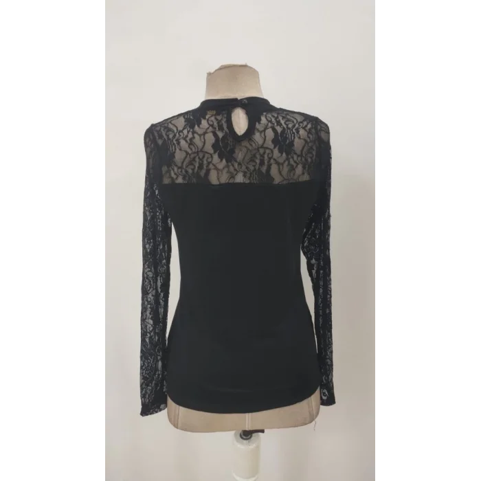 Kadın Uzun Kollu Dantel Detaylı Viskon Bluz