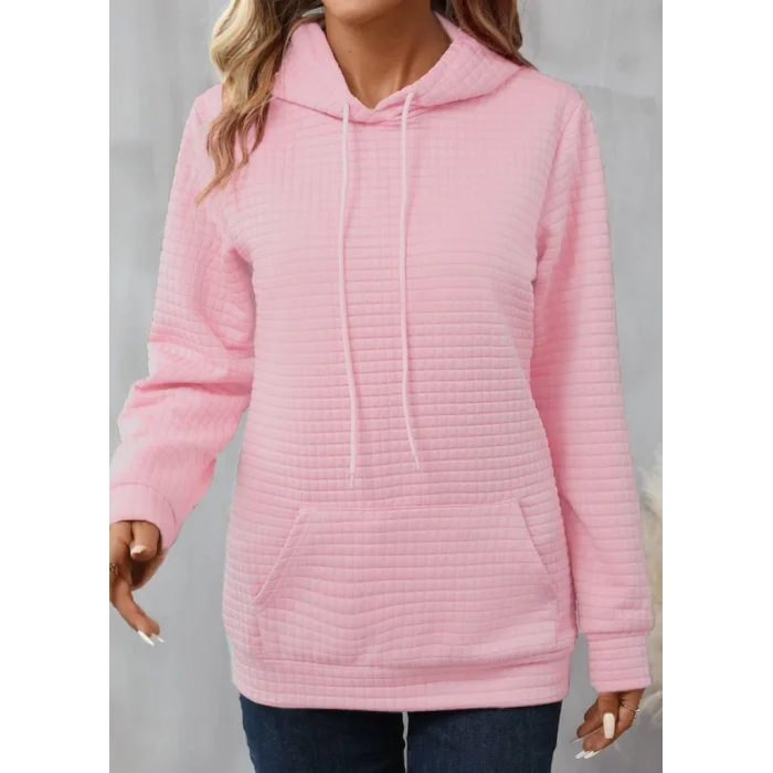 Kadın Uzun Kollu Kapşonlu Bağcıklı Cepli Capitone Sweatshirt