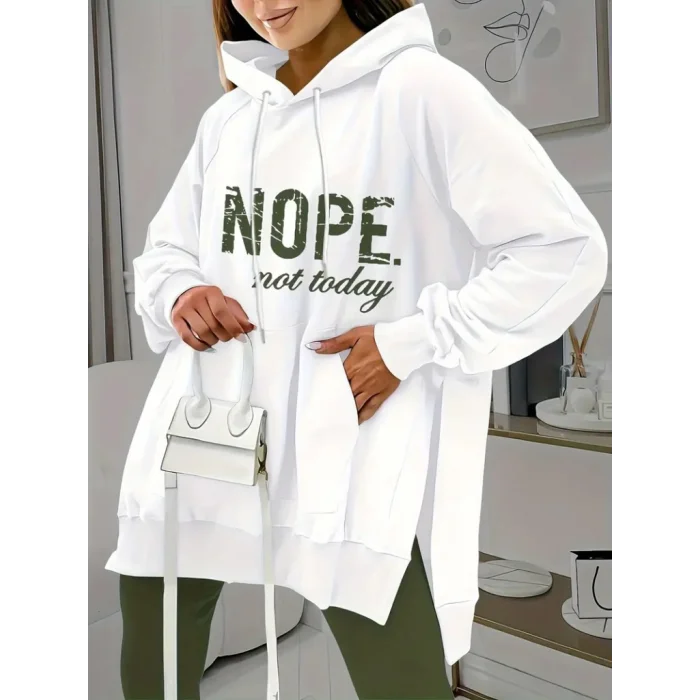 Kadın Uzun Kollu Kapşonlu Bağcıklı Viskon Iki Iplik Sweat