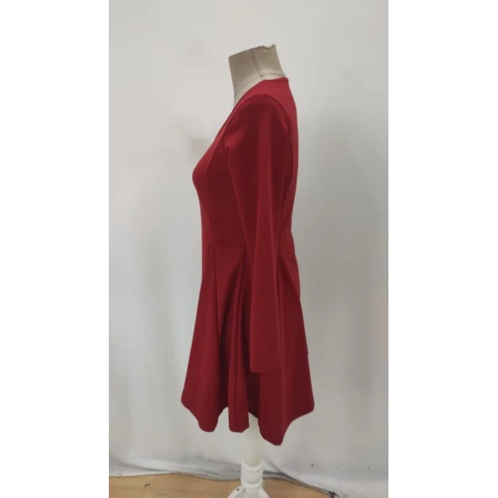 Kadın Uzun Kollu Kare Yakalı Mini Ithal Krep Elbise