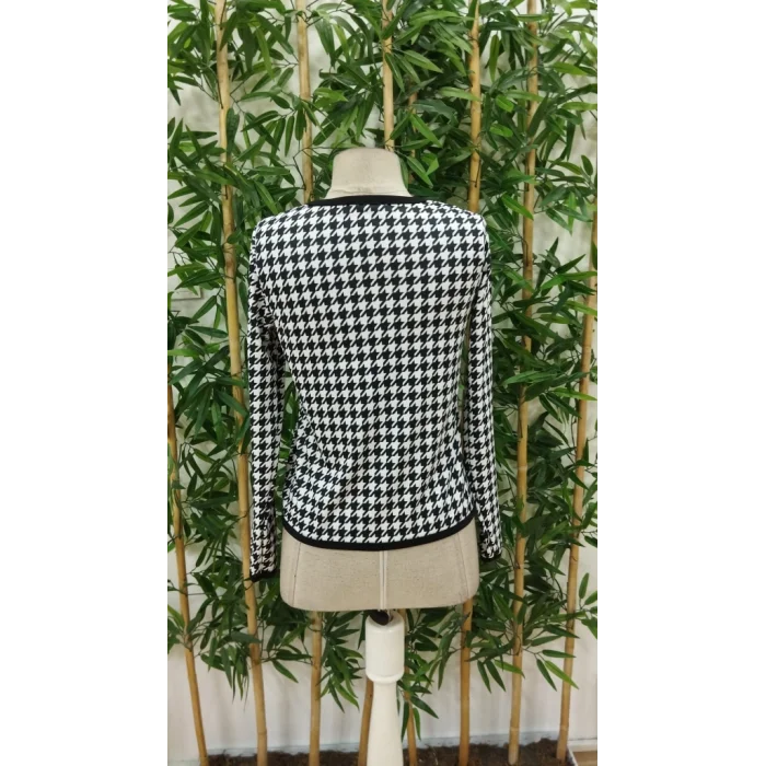 Kadın Uzun Kollu Kaz Ayağı Desenli şardonlu Dalgıç Ceket