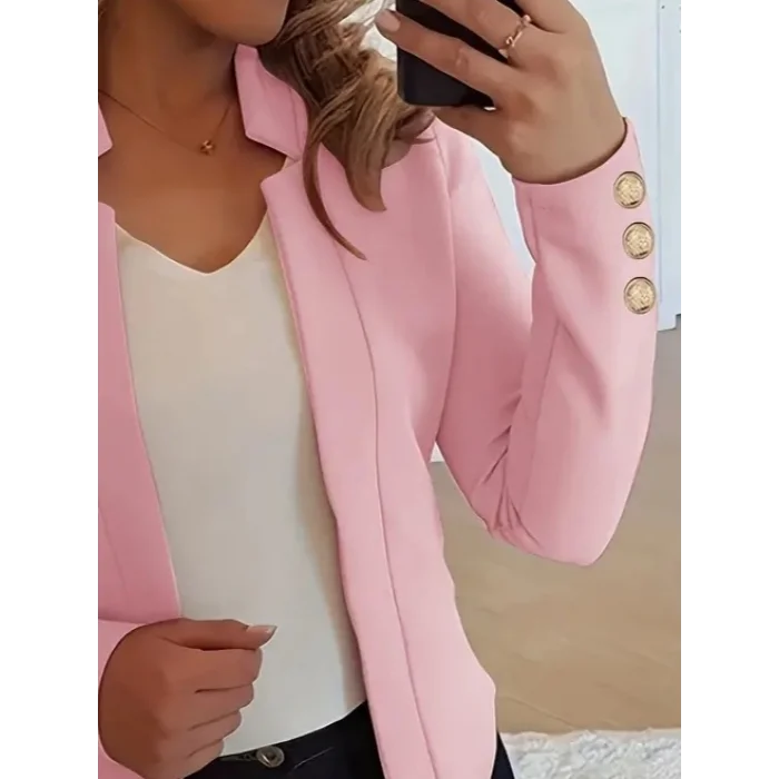 Kadın Uzun Kollu Kol Düğme Detay Ithal Krep Ceket