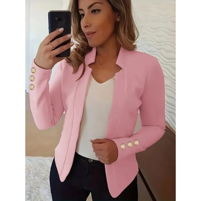 Kadın Uzun Kollu Kol Düğme Detay Ithal Krep Ceket