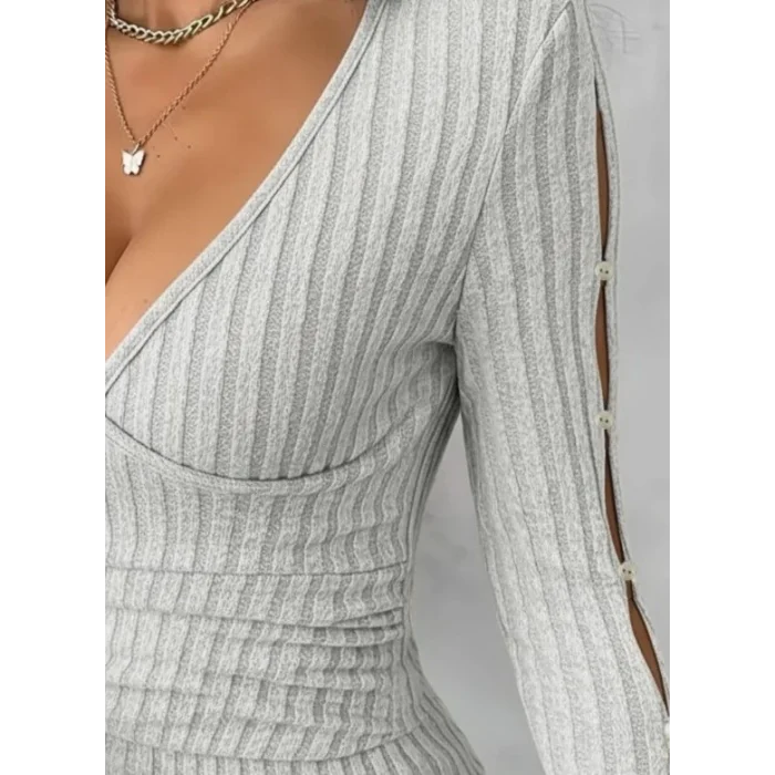 Kadın Uzun Kollu Kruvaze Yakalı Incili şardonlu Kaşkorse Bluz