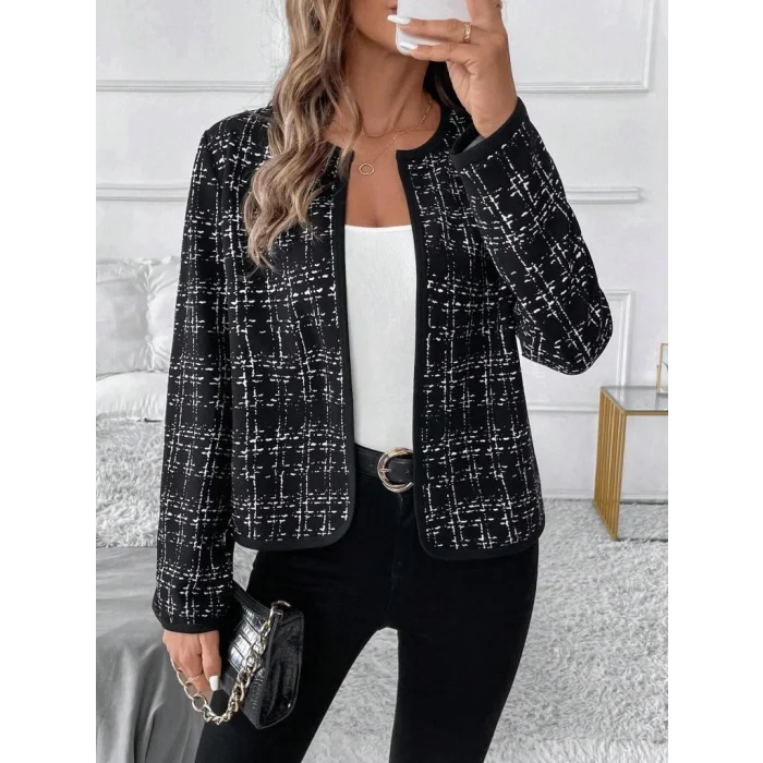 Kadın Uzun Kollu önü Açık şanel Kısa Ceket