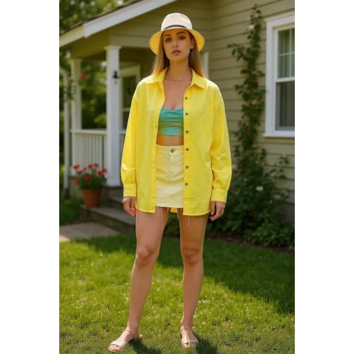 Kadın Uzun Kollu Oversize Gömlek