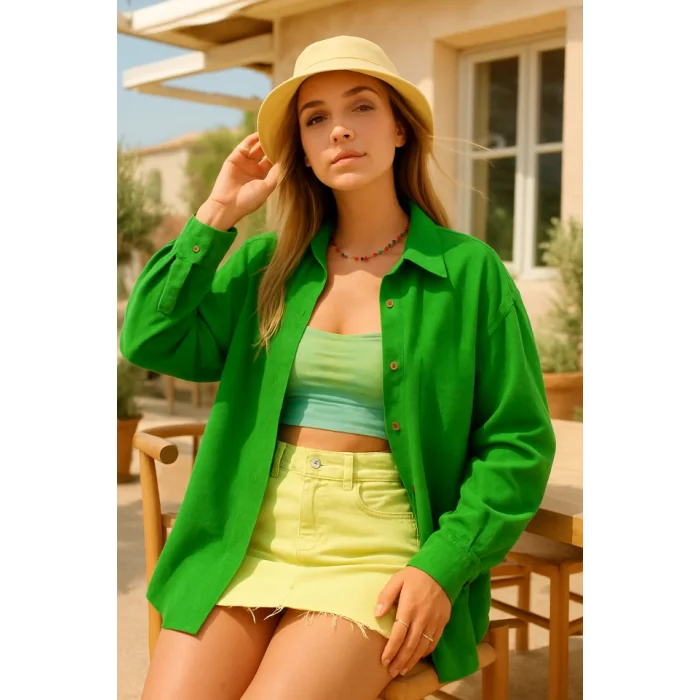 Kadın Uzun Kollu Oversize Gömlek