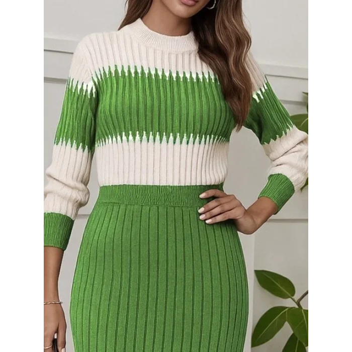 Kadın Uzun Kollu Triko Etekli Takım