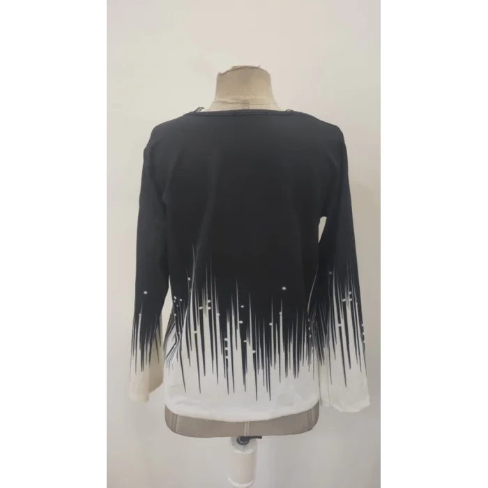 Kadın Uzun Kollu V Dantel Yaka Desenli Modal Bluz