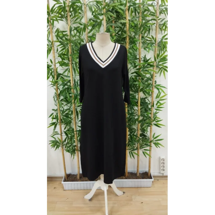 Kadın Uzun Kollu V şerit Yakalı Viskon Iki Iplik Elbise