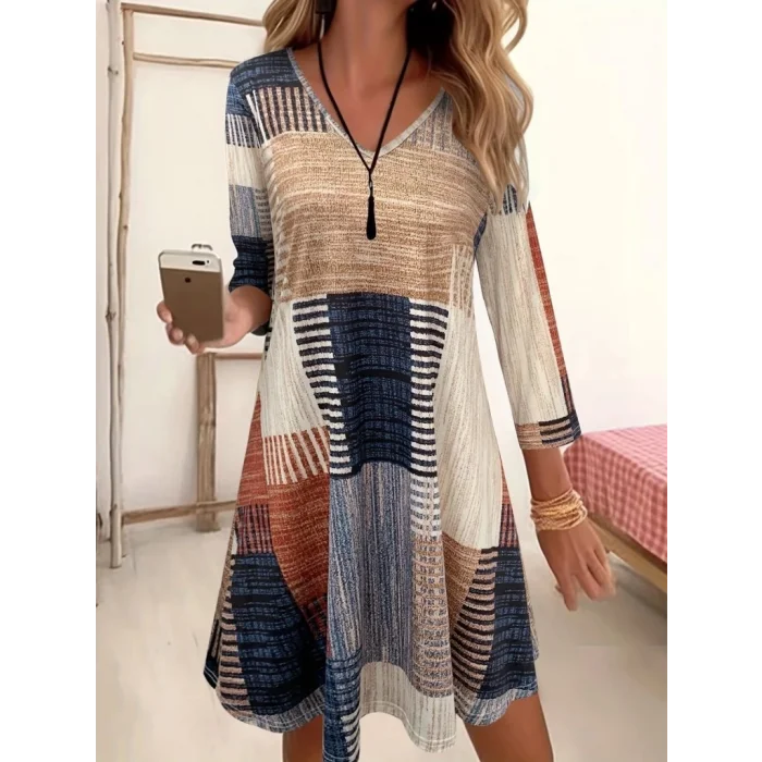 Kadın Uzun Kollu V Yaka Süprem Mini Elbise