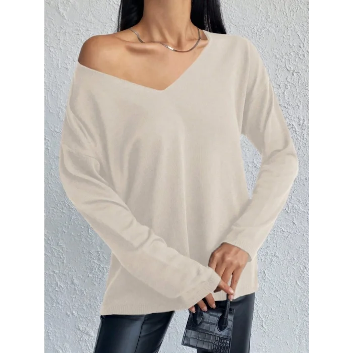 Kadın Uzun Kollu V Yaka Triko Bluz