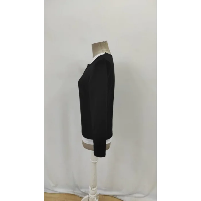 Kadın Uzun Kollu V Yakalı çift Renkli Viskon Iki Iplik Bluz