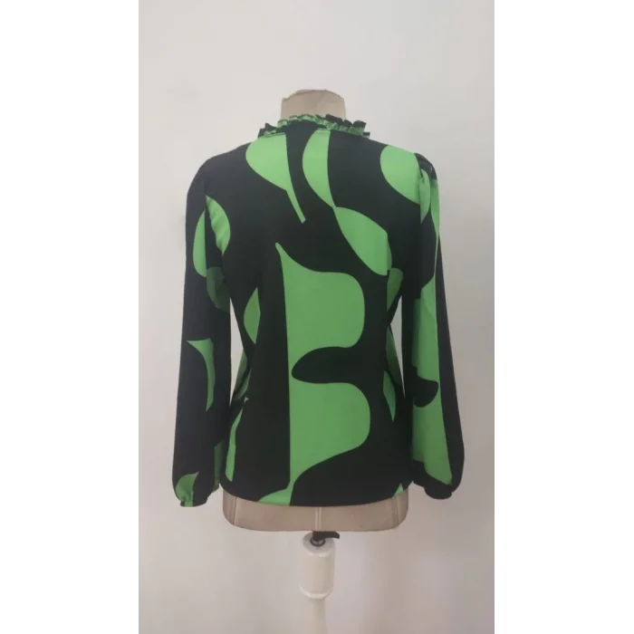 Kadın Uzun Kollu V Yakalı Desenli Modal Bluz