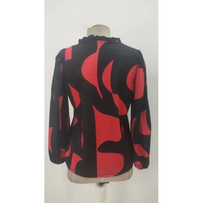 Kadın Uzun Kollu V Yakalı Desenli Modal Bluz