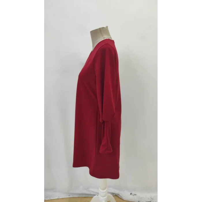 Kadın Uzun Kollu V Yakalı Kısa Ithal Krep Elbise