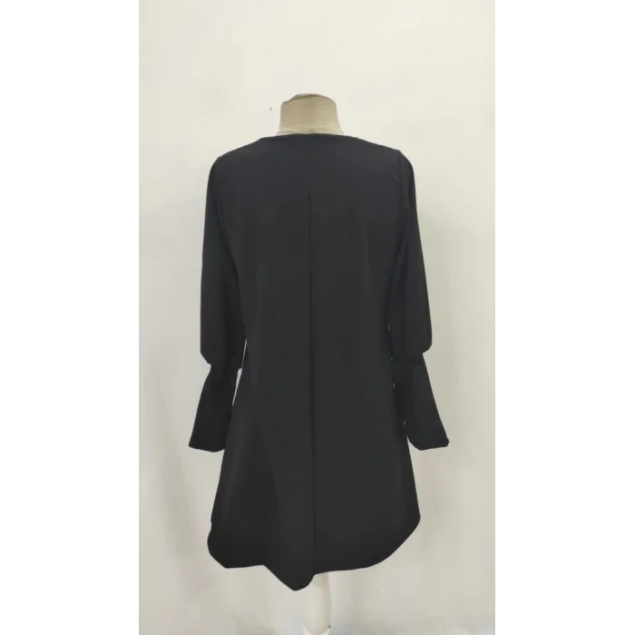 Kadın Uzun Kollu V Yakalı Kısa Ithal Krep Elbise