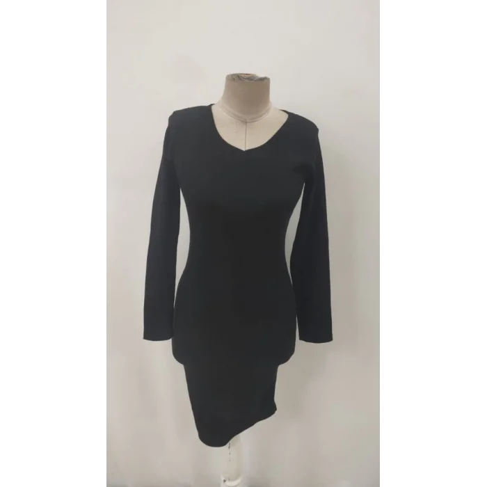 Kadın Uzun Kollu V Yakalı Kısa Kaşkorse Elbise