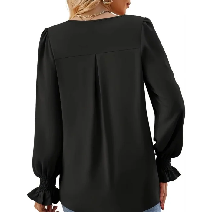 Kadın Uzun Kollu V Yakalı Salaş Ithal Krep Bluz