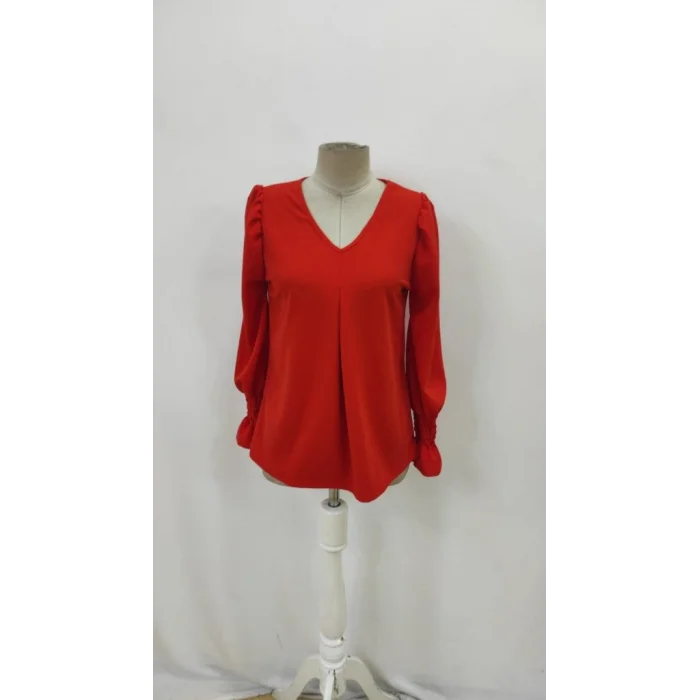 Kadın Uzun Kollu V Yakalı Salaş Ithal Krep Bluz