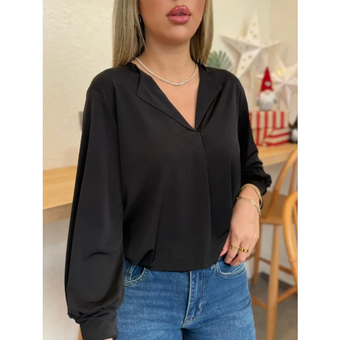 Kadın Uzun Kollu V Yakalı Sandy Bluz