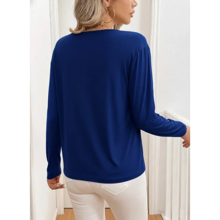 Kadın Uzun Kollu V Yakalı Viskon Iki Iplik Bluz